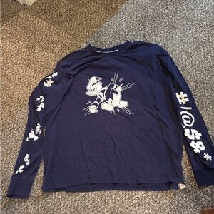 Disney Donald Duck Long Sleeve T-Shirt Navy Blue Size X-Large